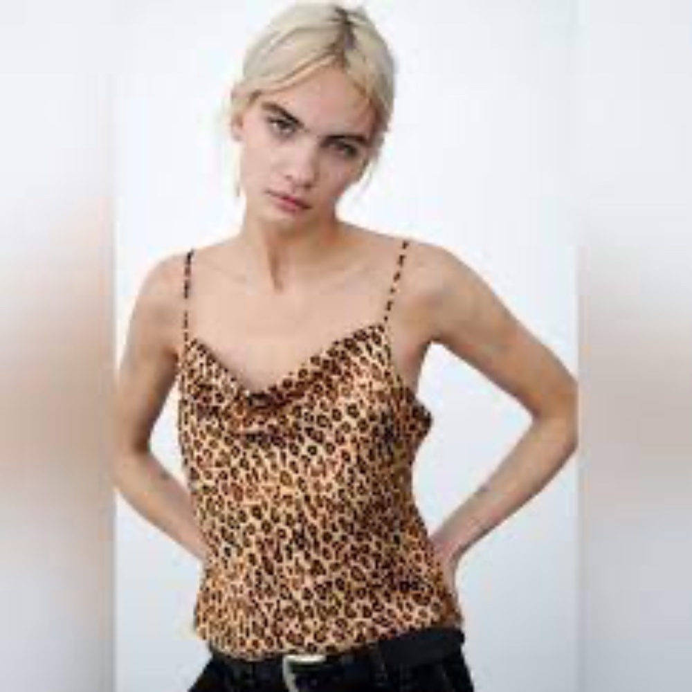 NEW Leopard cheetah cami adjustable straps Zara Medium NWT